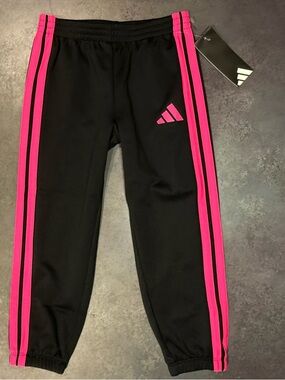 adidas Girls 5T Black Pink Track Pants Joggers NWT Athletic